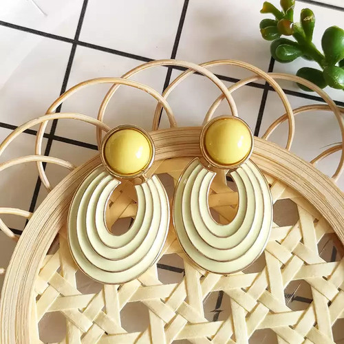 Statement ohrringe gelb creme - statement,