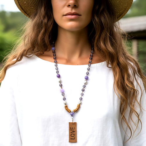 Love leder anhänger lange - love,