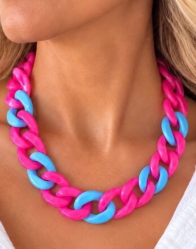 Statement kette pink - pink, hellblau