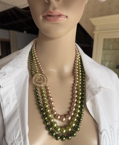 Collier waldgrün perlenkette - collier,
