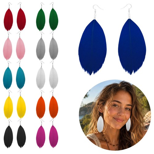 Große boho feder ohrringe - boho,