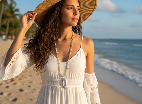 Lange boho hals kette muscheln - boho,